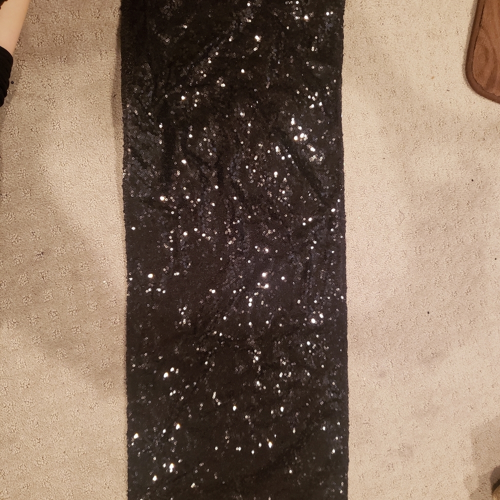 Black sequin table runner